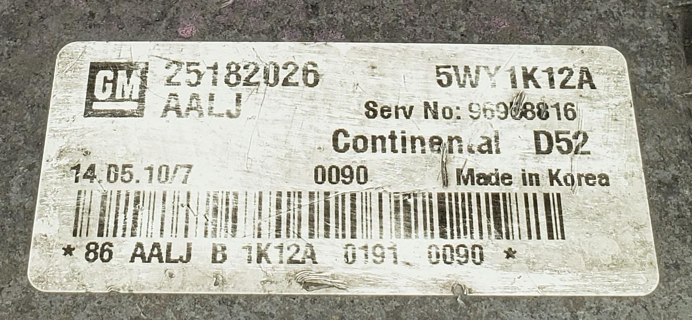 Engine Controller Chevrolet Spark 1.2 ECU ECM GM 25182026 AALJ5WY1K12A D52
